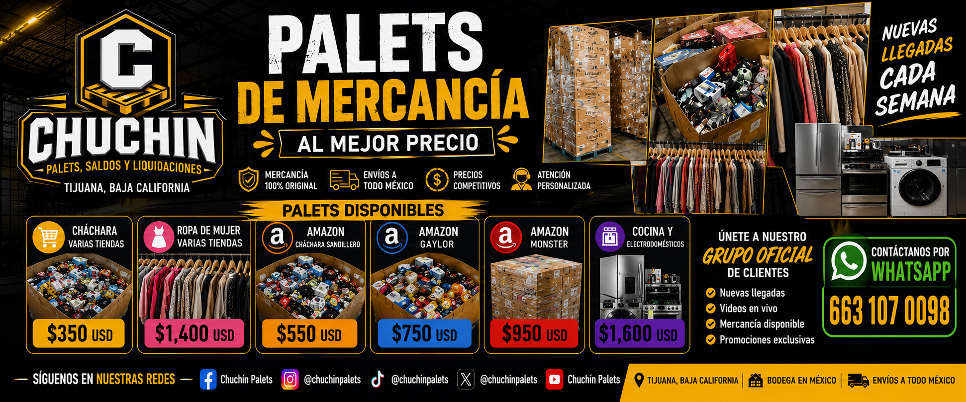 Variedad de mercancía americana disponible